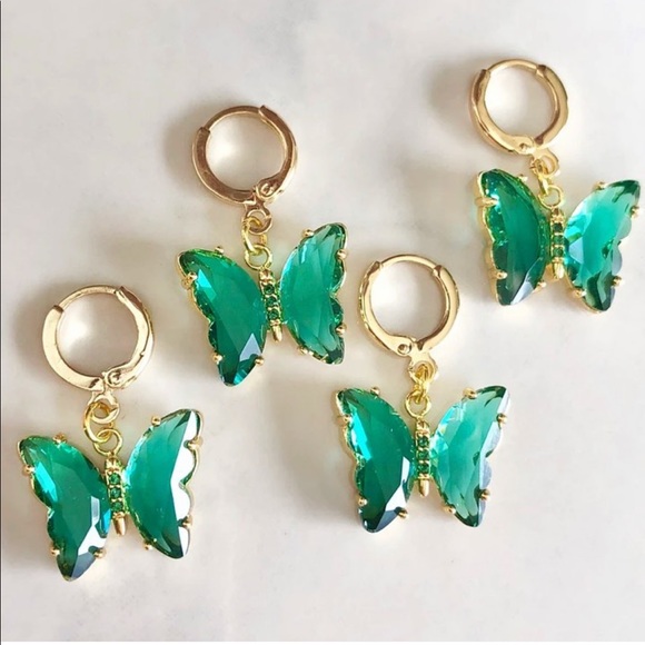 Handcrafted Butterfly Huggie Earrings - Picture 3 of 3